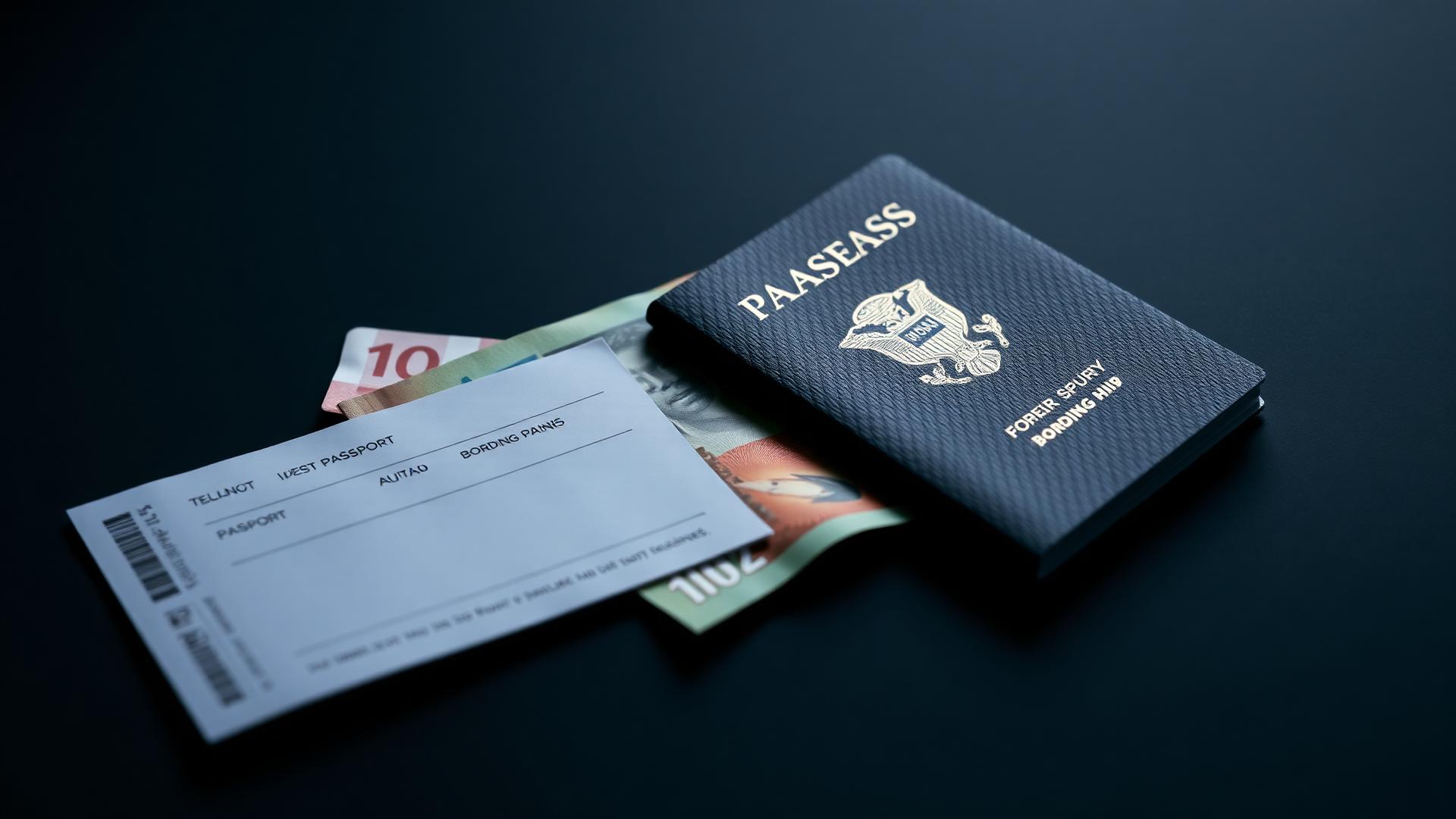Passaporte, cédulas estrangeiras e cartão de embarque